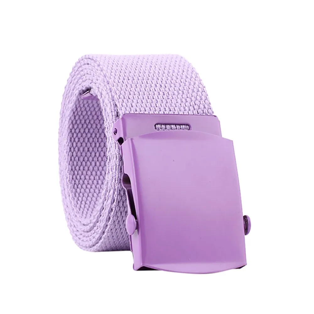Ремни для женщин и мужчин Автоматическая пряжка ремня Классический повседневный легкий практичный тканый Гладкий холщовый ремень# YL5 - Цвет: Purple