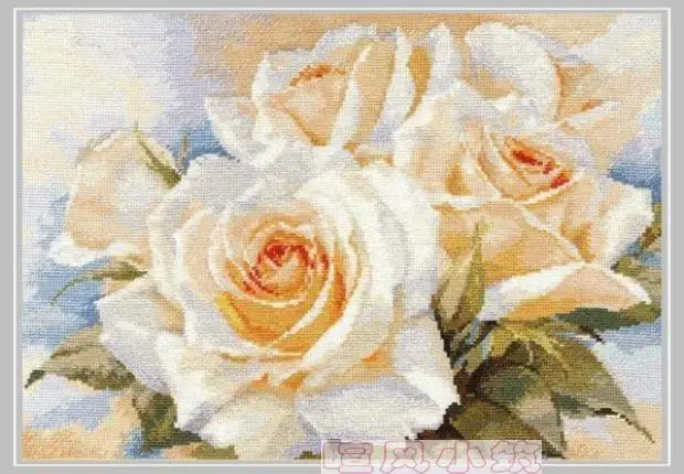 

Gold Collection Counted Cross Stitch Kit White Roses Rose Flower Flowers alisa