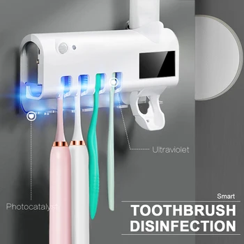 

Solar Energy Antibacteria UV Toothbrush Holder rack Automatic Toothpaste Dispenser Sterilize Home Cleaner Sterilize Bathroom