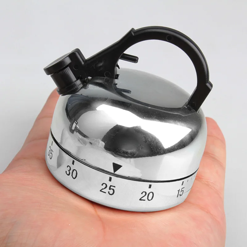 

60 Minute Kitchen Timer Alarm Mechanical Teapot Shaped Timer Clock Counting Tools BJStore