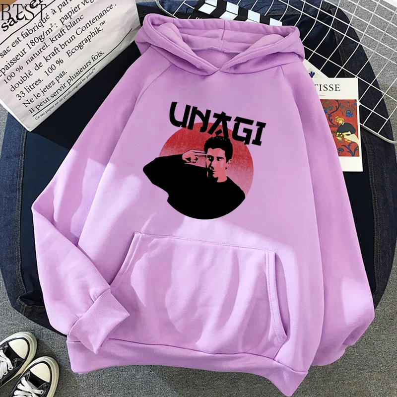 Harajuku Kawaii Unagi Dojo Ross от Friends Tv Print Свободные толстовки с карманами осень зима смешная