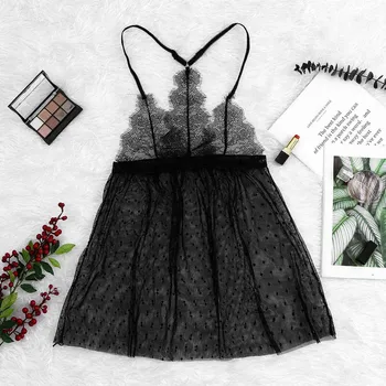 

Women New Sexy Fashion Lace Pajamas Two-Piece Suit Nightdress Thong Underwear Sleepwear 30% Off ชุดนอน женское белье