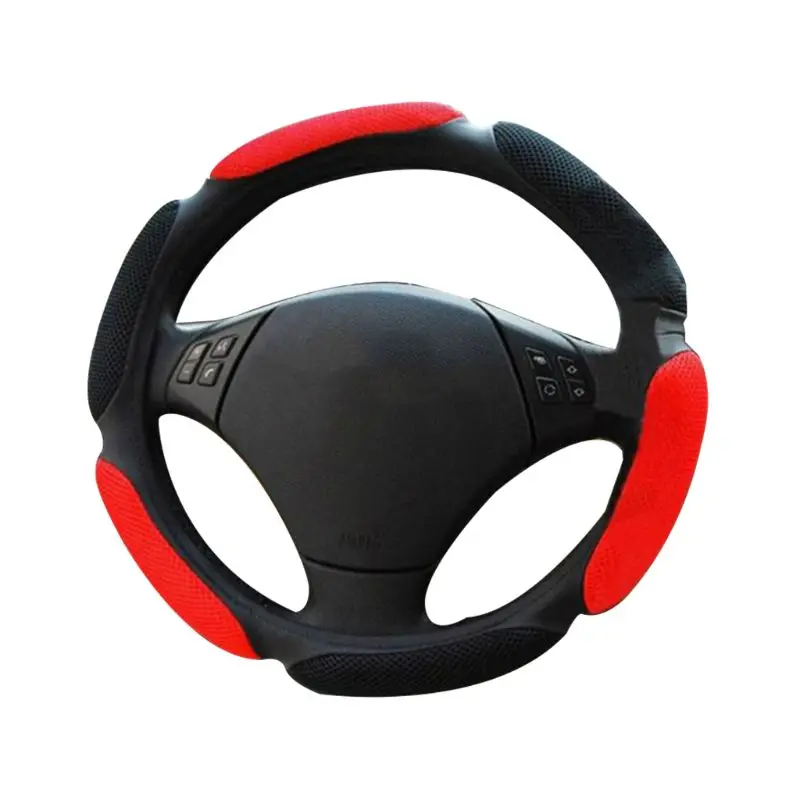 Red and Black 1 шт., противоскользящая Защитная крышка для рулевого колеса автомобиля, автомобильные украшения, 3D дизайн, аксессуары для салона автомобиля - Color Name: Red and Black