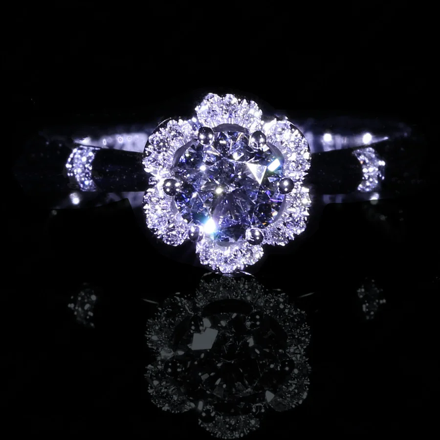 

NPKDS Classic Luxury Elegant Stylish Crystal Ring Moissanite Hearts Arrows Zirconia Wedding Jewelry Rings Engagement for Women