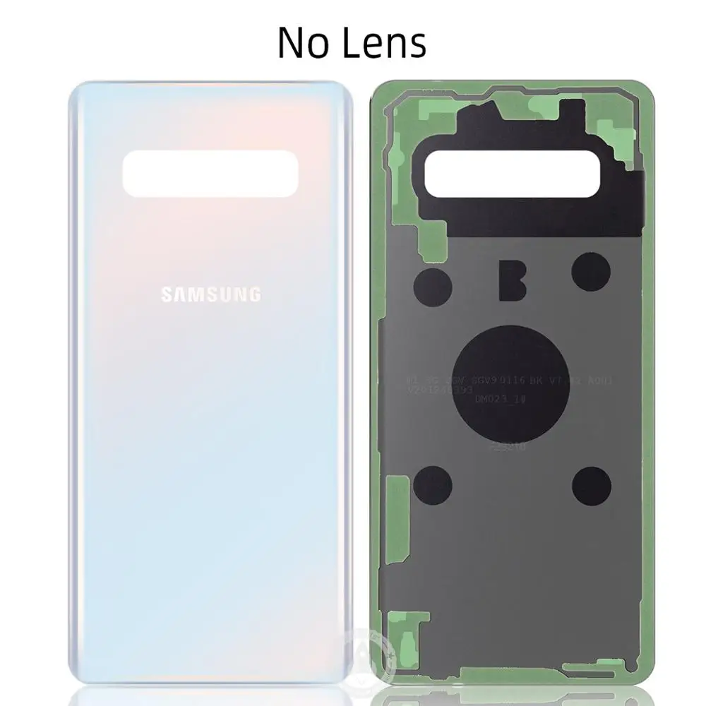 Оригинальная сменная батарея задняя крышка дверное стекло для samsung S10+ Корпус S10 Plus SM-G9750 задняя крышка чехол стеклянная задняя крышка - Цвет: White No Lens