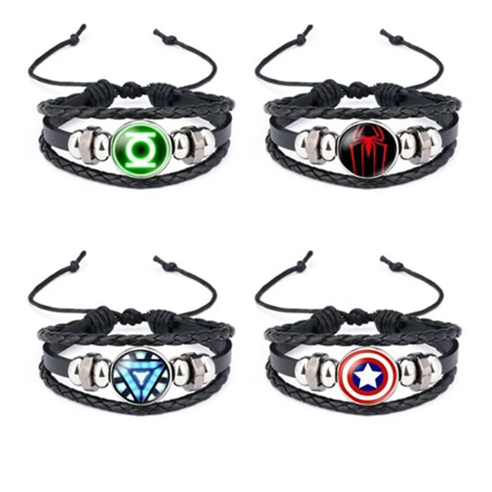 

The Avengers Captain America Shield Deadpool Thor Charms Bracelet Kids Boy Punk Multilayer Leather Bracelete Jewelry