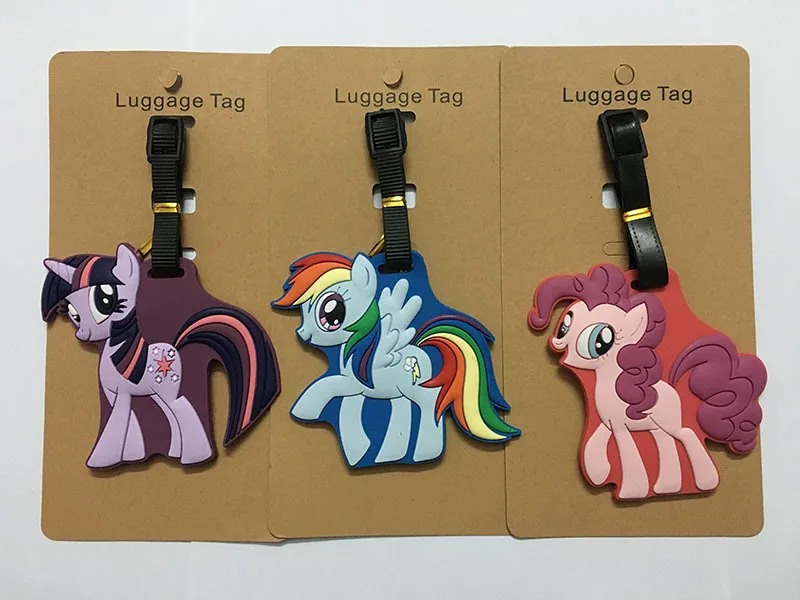 

Kawaii My Little Pony Suitcase Luggage Tag Cartoon ID Address Holder Baggage Label Silica GeI dentifier Cute Travel Accessories