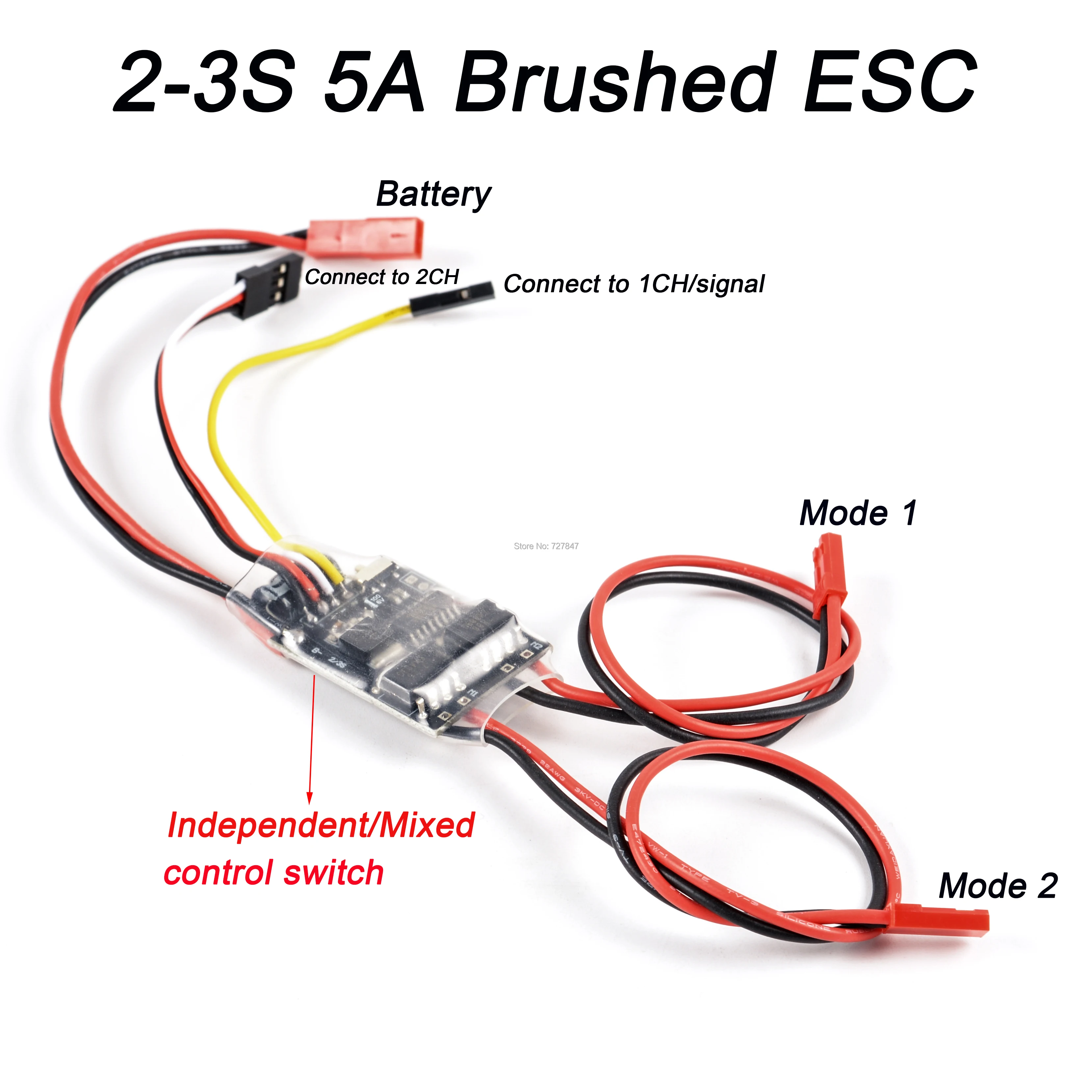 Двухсторонний двунаправленный матовый ESC 2S-3S Lipo 5A регулятор скорости для
