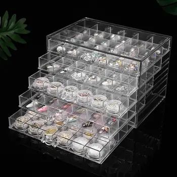 

120 Grids Transparent Acrylic Nail Display Organizer Makeup Jewelry Drawer Box transparent finish the model is elegant practica