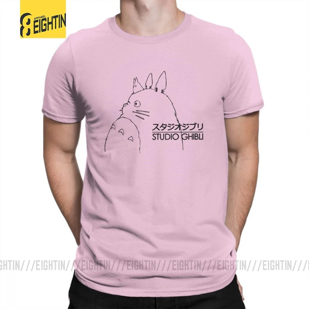My neighit Totoro Studio Ghibli TotoroT-футболки Хаяо Миядзаки, мужские футболки с коротким рукавом, летняя одежда, футболки из чистого хлопка - Цвет: Розовый