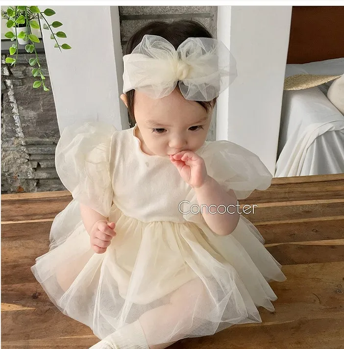 Baby Girl Rompers Fashion Mesh Short sleeve Princess Dress Newborn Girl Bodysuits Toddler Child