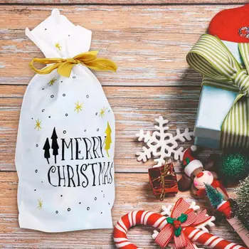 

50pc Drawstring Ribbon Drawstring Gift Bag Candy Gift Chocolate Packaging Bag Christmas Tree New Year Bag Gift Bag