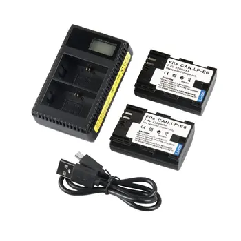 

2PCS/Set 7.4V 2200MAH Li-ion Camera Battery Pack + LCD Display Dual Charger + USB Cable Suitable for EOS 1000D 450D