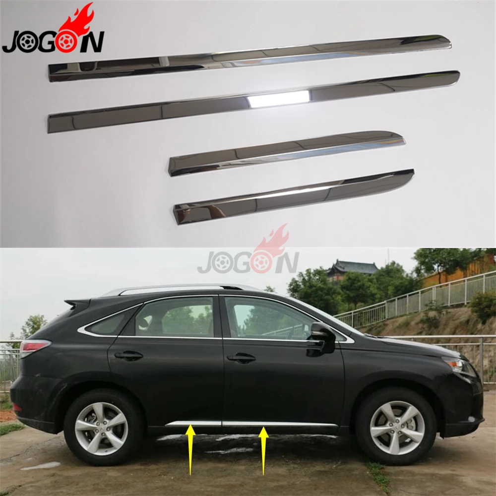 

Car Accessories 4pcs Bright Silver Stainless Steel Door Side Body Cover Trim Strip For Lexus RX350 2008-2015