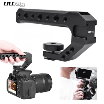 

UURIG R005 Universal Hand Grip Camera Handle with Cold Shoe Mount 1/4'' and 3/8'' Holes for Monitor Microphone Fill Light