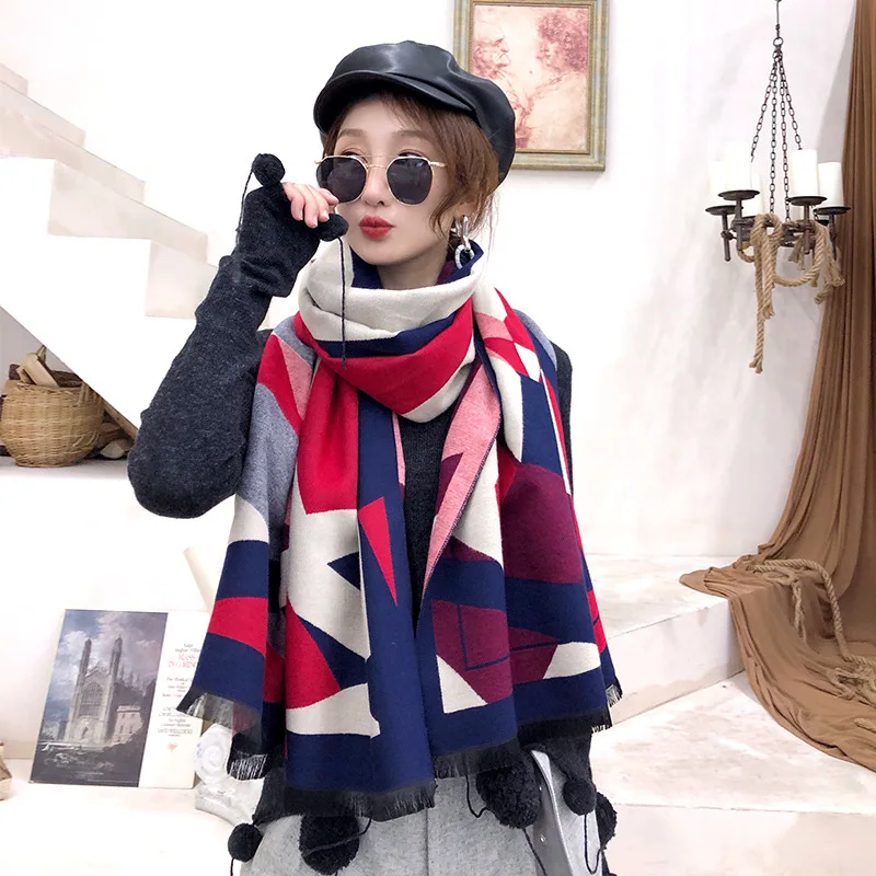 luxury brand plaid cashmere women scarf winter warm shawl and wraps pashmina lady long tassel female foulard thick blanket