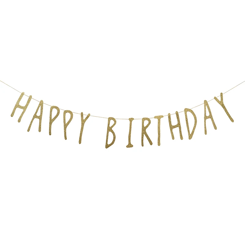 Блестящий баннер с надписью Happy Birthday гирлянда бантик флаг Вечерние Декорации для