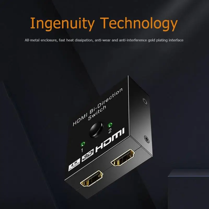Прочный мини HDMI сплиттер износостойкий HW-201Q двухнаправленный мини HDMI сплиттер 1x2/2x1 адаптер 4K видео аудио коммутатор
