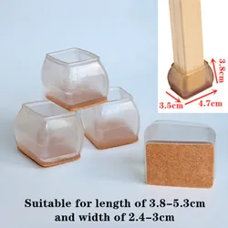 Silicone Chair Leg Caps - Non - Slip Floor Protection Pads (Set of 4) (L - transparent)