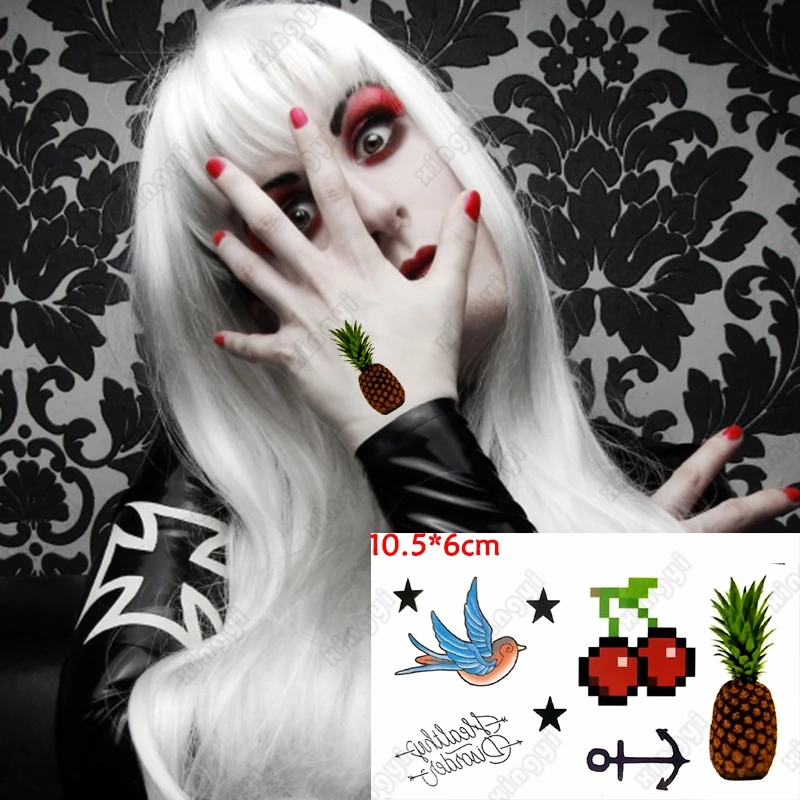 

Temporary Tattoo Sticker Cute Small Swallow Cat Pineapple Fruit Waterproof Fake Tatto Water Transfer Tato Art Kid Girl Woman Man