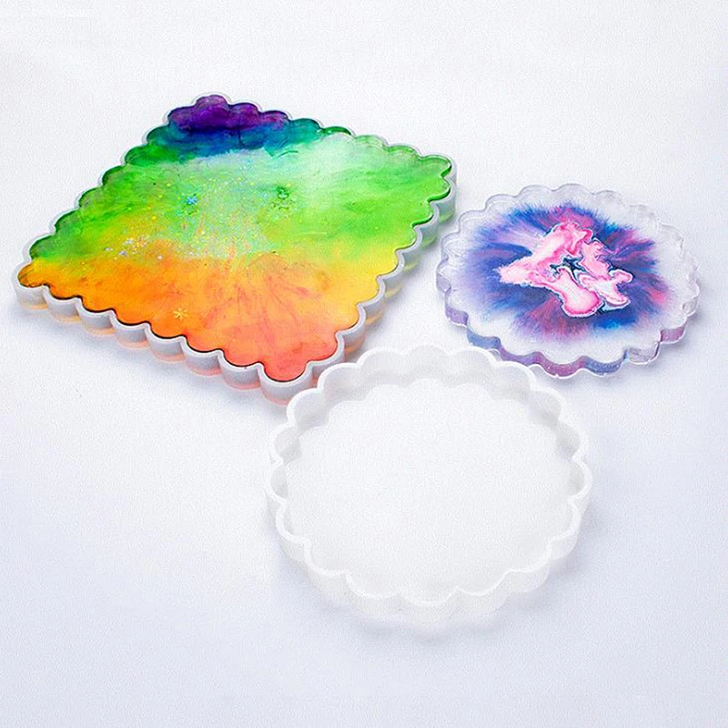 NEW Round Tray Resin Mold Wax Molds UV Epoxy Crystal Coaster Soap