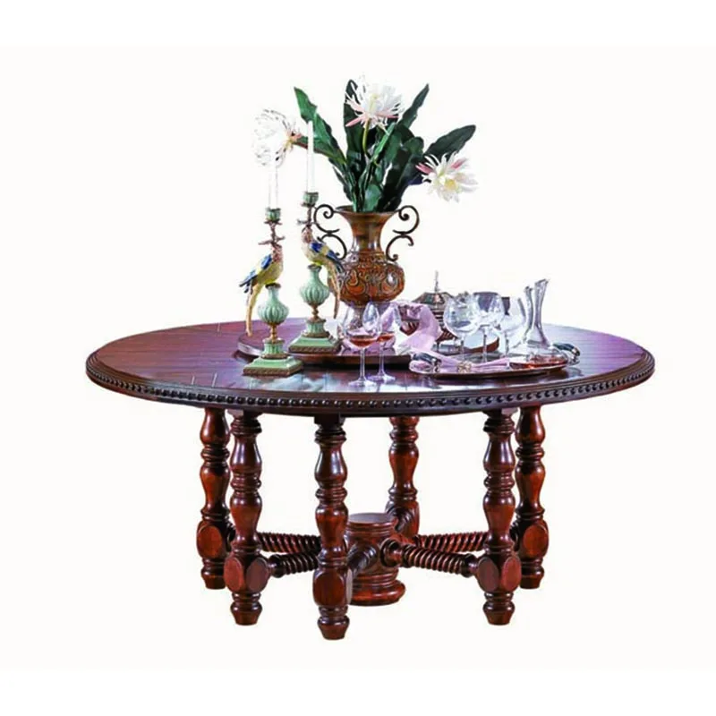 Американский стиль, круглый обеденный стол из цельного дерева, набор, деревянный шкаф GF62 - Цвет: Dining Table 1.8m