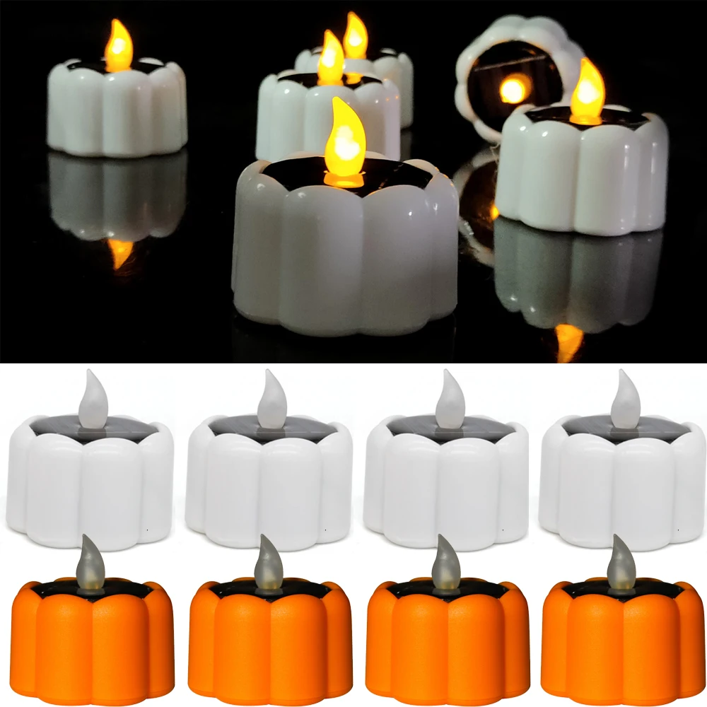 Auto On Off Solar Sensor Candle Tea Light Electronic Tealight Night
