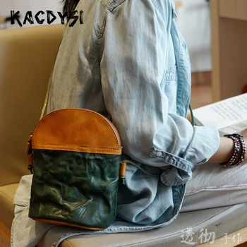

Genuine Cow Leather Retro Small Women Single Shoulder Bag Original Quality Girl Messenger Bag Simple Satchel Purse Crossbody Bag