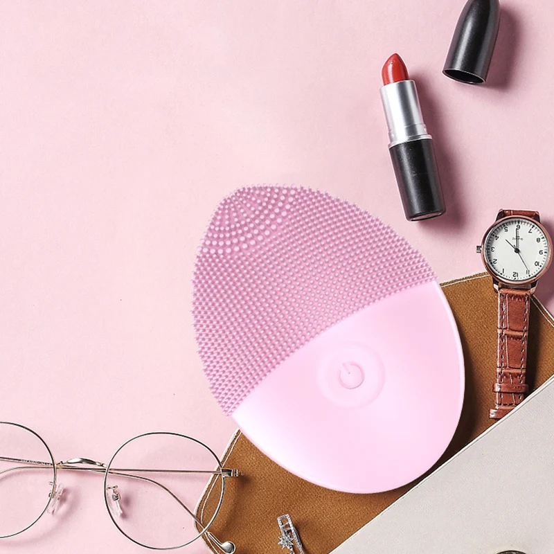 Mini Battery Electric Face Brush Tool Silicone  Waterproof Soft Deep Cleaning Brush Washer Blackhead Remover Skin Care