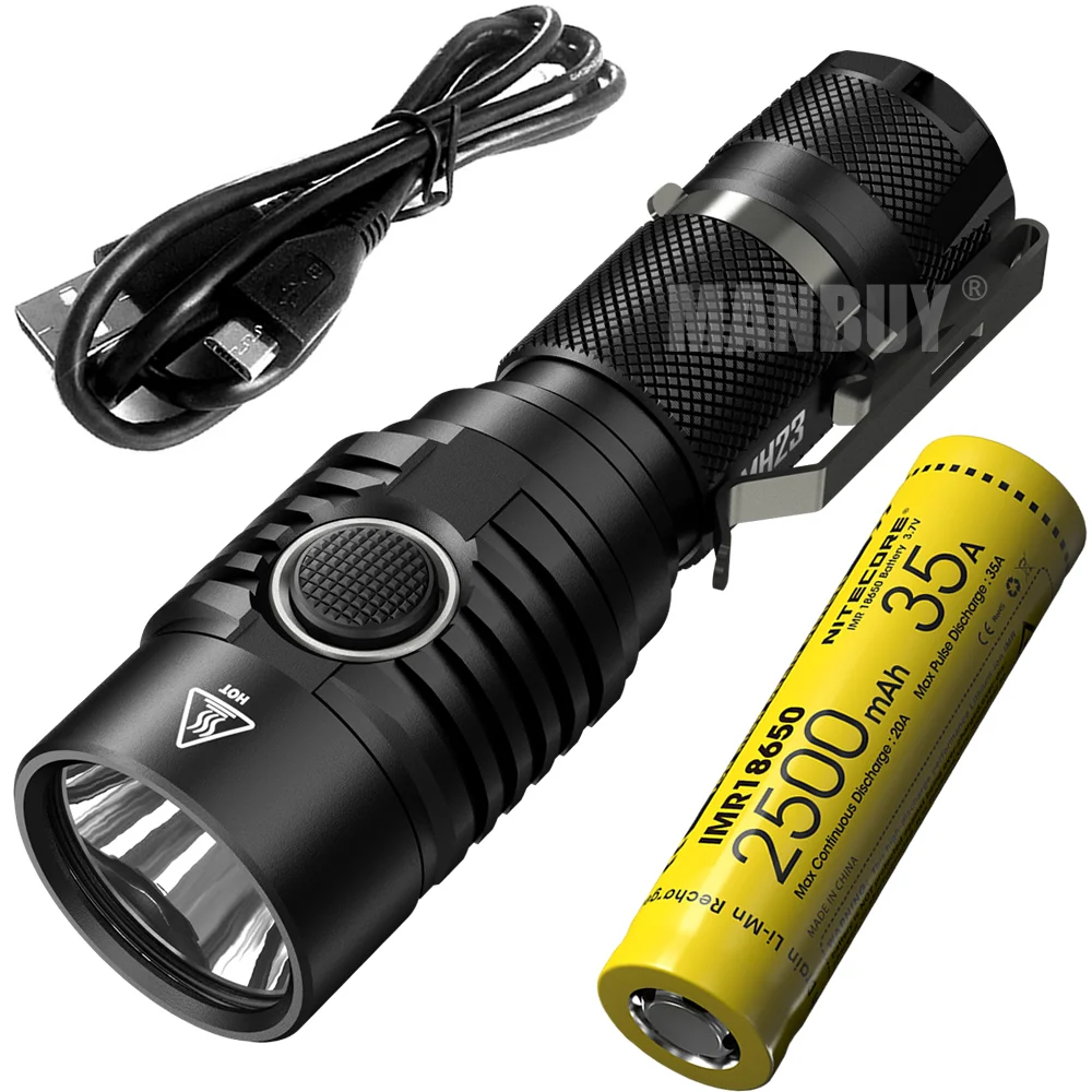 NITECORE 1800 люмен MH23 IMR18650 перезаряжаемый аккумулятор 2500 мАч CREE XHP35 HD светодиодный фонарь Водонепроницаемый мини-фонарик