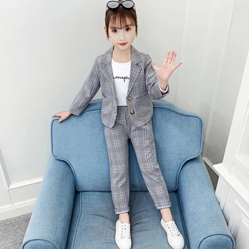 

Japanese Hot Sale Baby girls 2-pieces -sets 4-13 years Single breasted Children's Suit Korean girl clothes spring and autumn