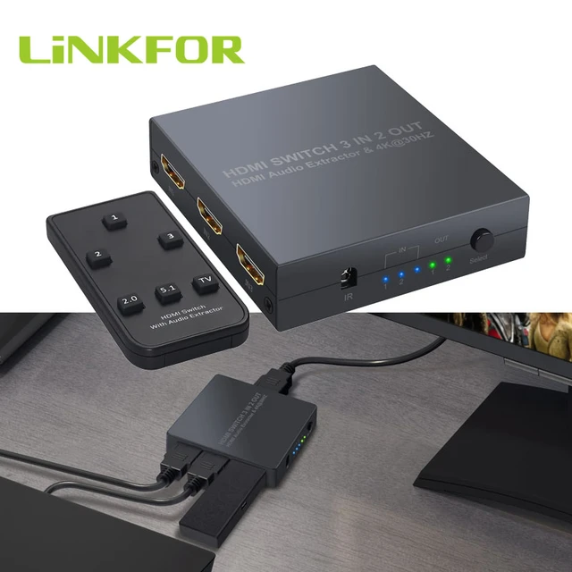 LiNKFOR 4K @ 30Hz 3D HDMI Splitter Répartiteur 1 Entrée 8 Sorties