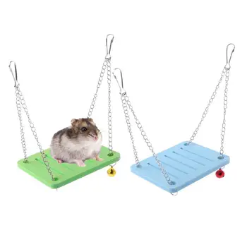 

Wooden Parrot Hamster Swing Hanging Bell Cage Toy Chinchilla Mouse Perch Pet Accessories