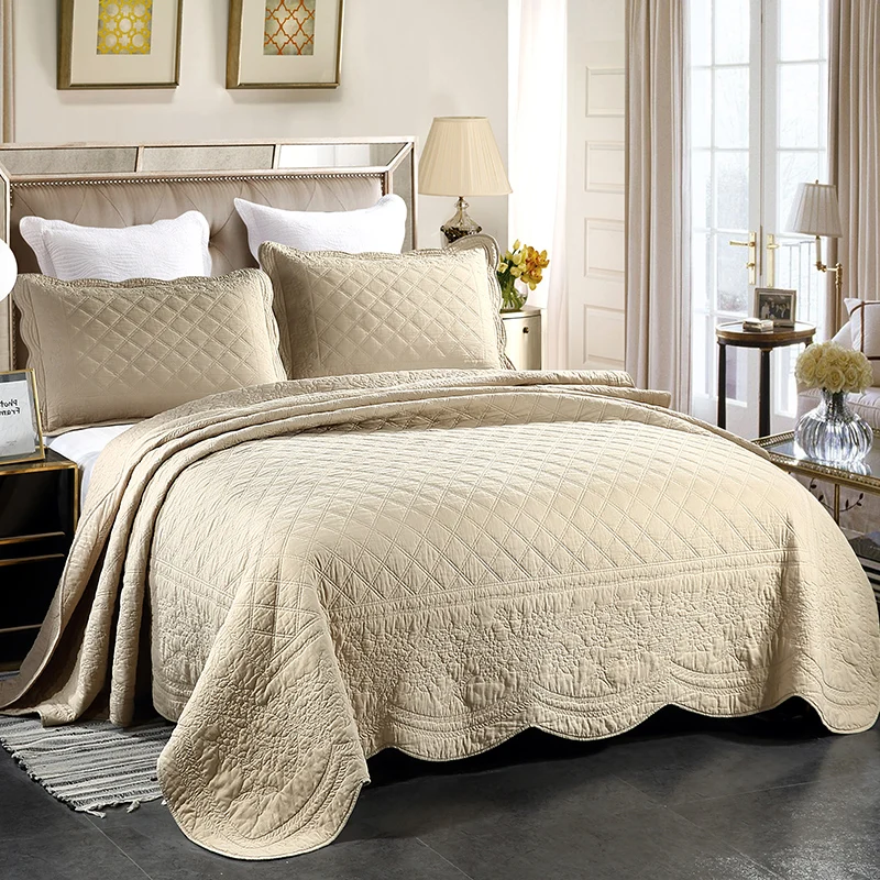 Комплект постельного белья из трех предметов хлопковая стеганая простыня