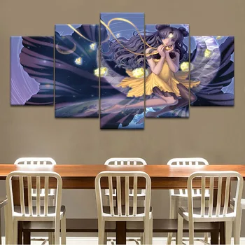 

5D Diamond Wall Painting Sailor Moon 5 Pcs Sticker Picture Anime Full Round Drill Cross Stitch Beadwork Embroidery Home Decor