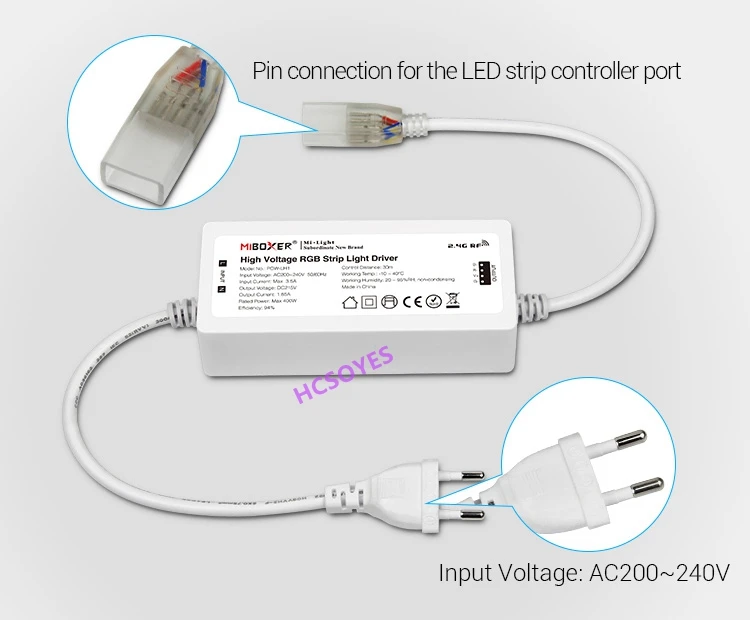 Milight POW-LH1 высокого напряжения RGB светодиодный контроллер AC200-240V Wi-Fi приложение Смарт RGB Светодиодные полосы контроллер 400 Вт Вождение 50 м светодиодные ленты