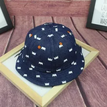 Солнцезащитный козырек; сезон весна-лето; Новинка; Модная хлопковая Джинсовая Шляпа в рыбацком стиле с желтой короной для маленьких мальчиков и девочек