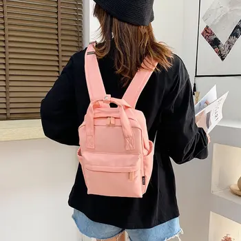 

2020 New Fashion Backpack Women's Nylon Cloth Waterproof Student Candy Color Backpack Comfortable Wide Shoulder Strap