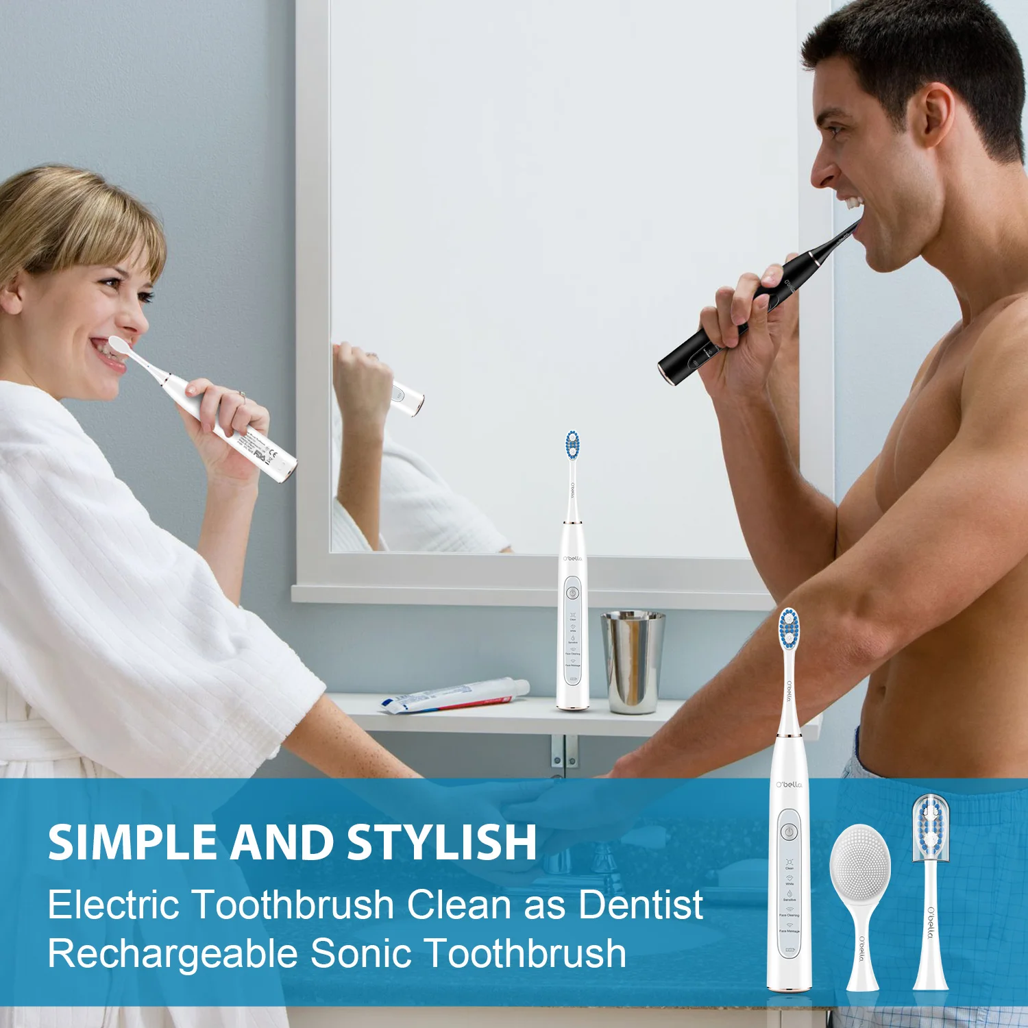 O'bella T10 Electric Toothbrush USB Rechargeable Sonic Electrric Toothbrush Upgraded Ultrasonic Toothbrush Face brush O'bella T10 Electric Toothbrush USB Rechargeable Sonic Electrric Toothbrush Upgraded Ultrasonic Toothbrush Face brush