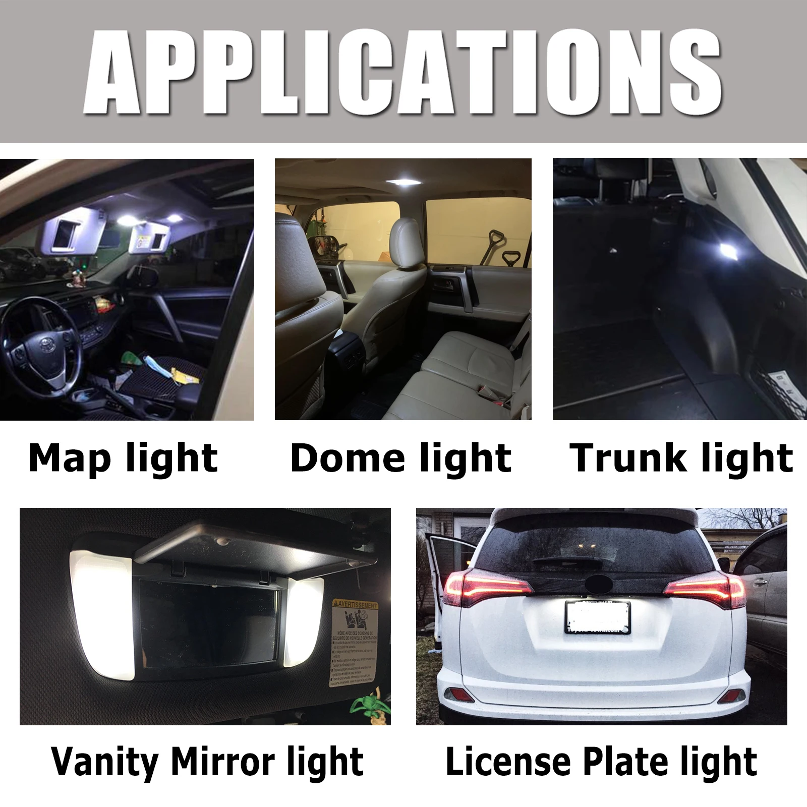 Kit De 2 Ampoules LED Plaque Immatriculation Blanc 6000K Canbus - Pour Toyota Alphard, Prius, RAV4, Lexus ES/UX…