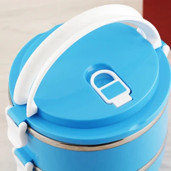 

3-Layer Circular Lunch Box Stainless Steel Insulated Thermal Food Container Use