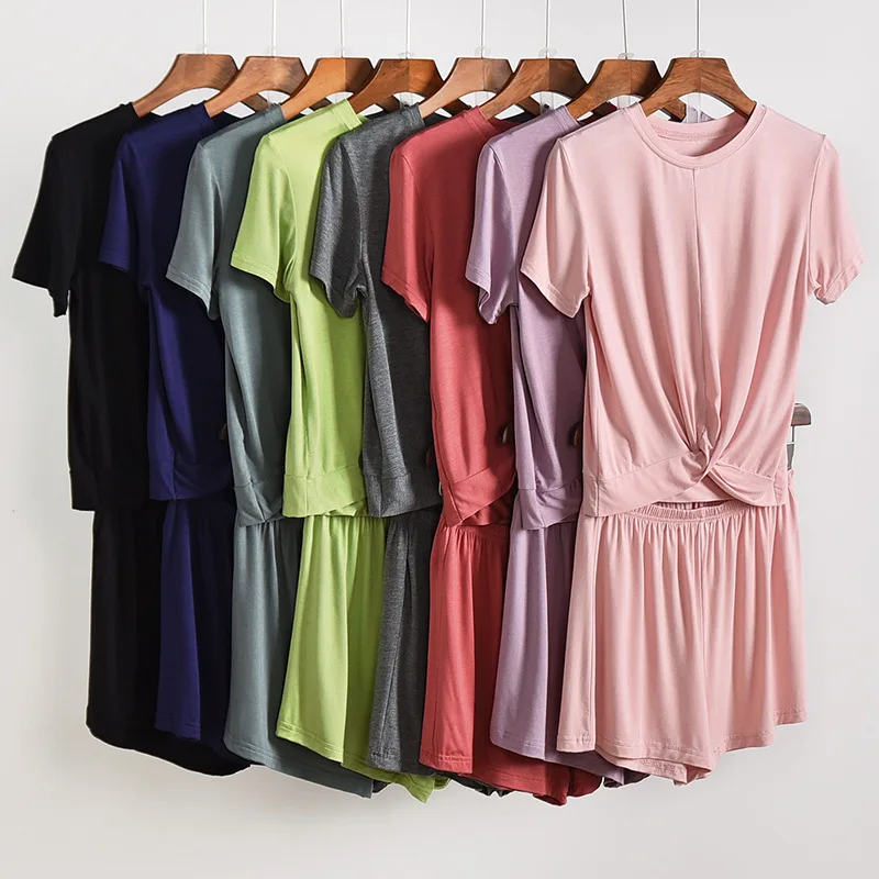 Женская летняя Пижама 2020 тонкие летние шорты из модала с коротким рукавом