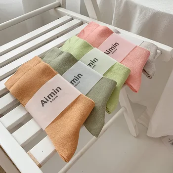 

Japanese-Style Solid Color Long Socks Children Tube Ins Fashion Bunching Morandi Candy-Colored