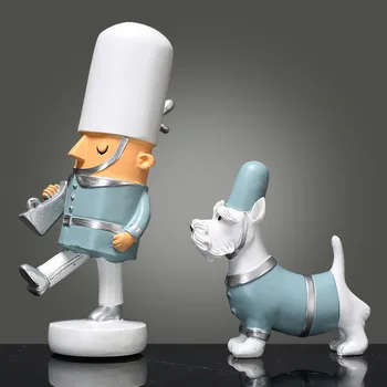 

2020 Soldier Dog Resin Statue Christmas Nordic Statues for Decoration Dog Sculpture Office Figurine TV Cabinet Decoration