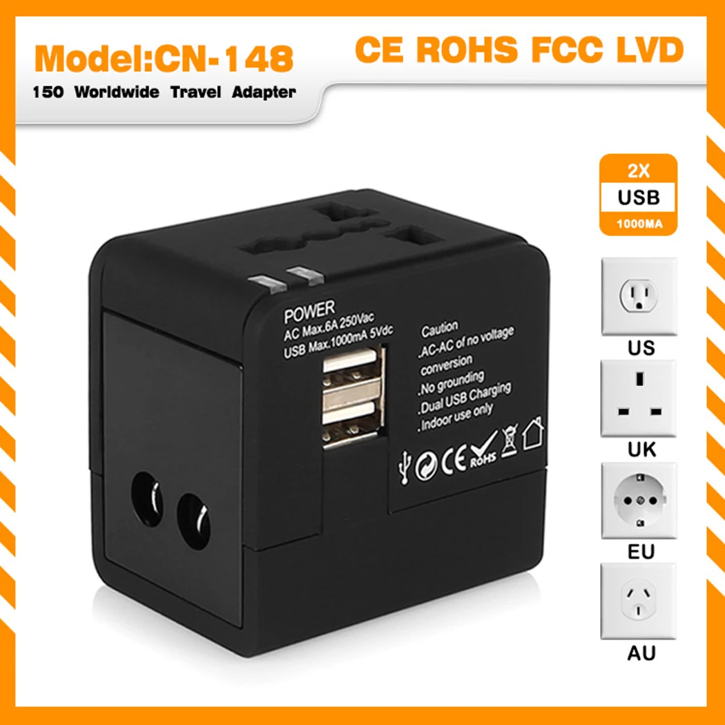 Адаптер для путешествий 2USB 20|Адаптеры розеток| |