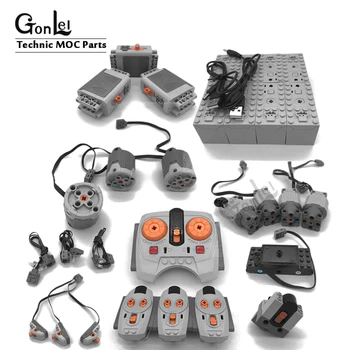 

NEW Motors Train Technic Series Power Motor Rechargeable Battery Box IR Remote Receiver LED Light Building Blocks Bricks Toys