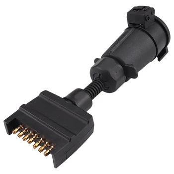 

Car Trailer Adapter 7 Pin Flat Male Plug to 7 Pin Large Roung Female Socket