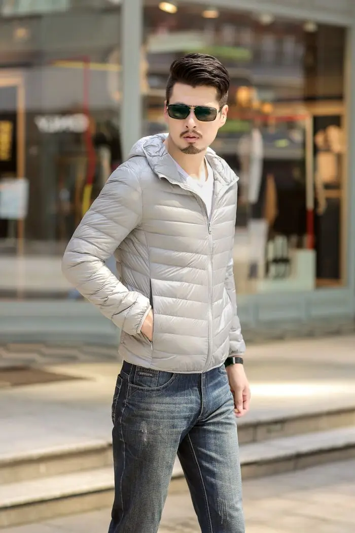 Autumn And Winter New Style Korean-style Ultra-Thin down Jacket Plus-sized Menswear Short Hooded Sports Jackets Outdoor