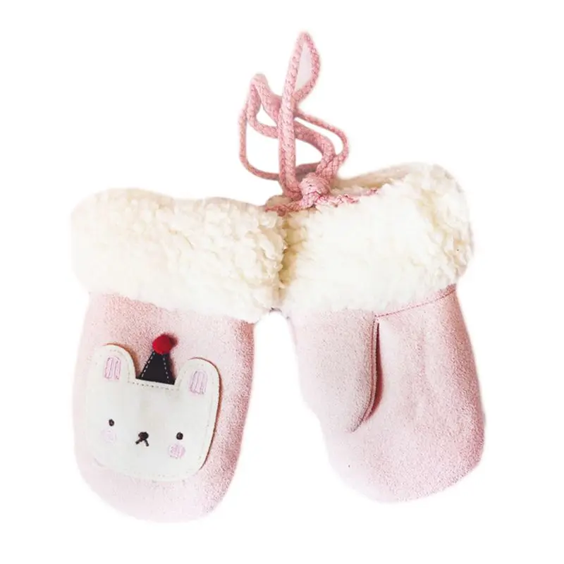 Зимние вязаные перчатки унисекс для новорожденных детей с милым мультяшным медведем