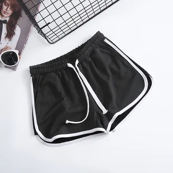 

Summer 2020 New Elastic Drawstring Patchwork Soft Women Shorts for Girls Female White